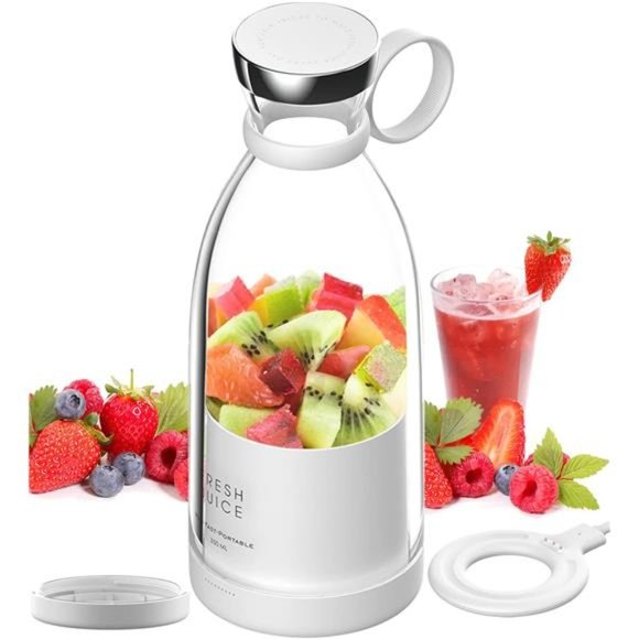 Personal Size Blender, Portable Blender, Battery Powered USB Blender (White)